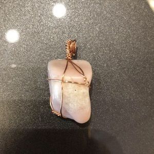 Wire Wrapped Pink Opal Pendant